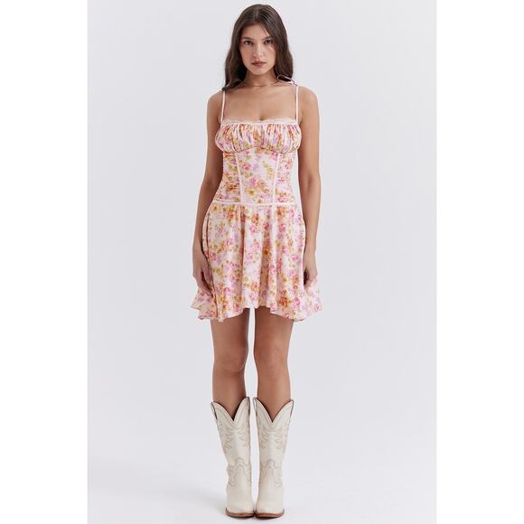 House of CB Alejandra Light Lavender Print Corset Dress Size S Small - Picture 1 of 10